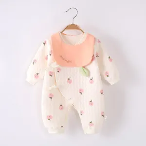 2021 autumn and winter new children's clothing baby jacket boneless warm ha clothing newborn strap ha clothing baby clothing