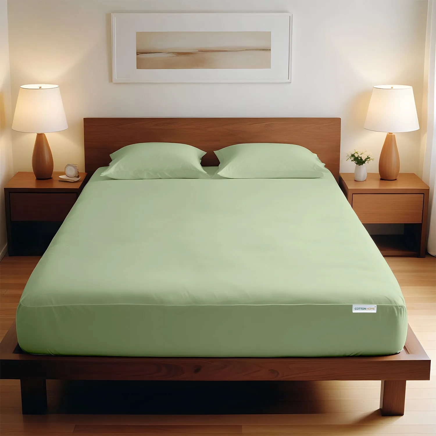 3 Piece Fitted Sheet Set Super Soft Mint Green Single Size 90x200 20cm with 2 Pillow Case