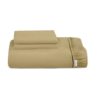 3 Piece Fitted Sheet Set Super Soft Mustard King Size 180x200 30cm with 2 Pillow Case