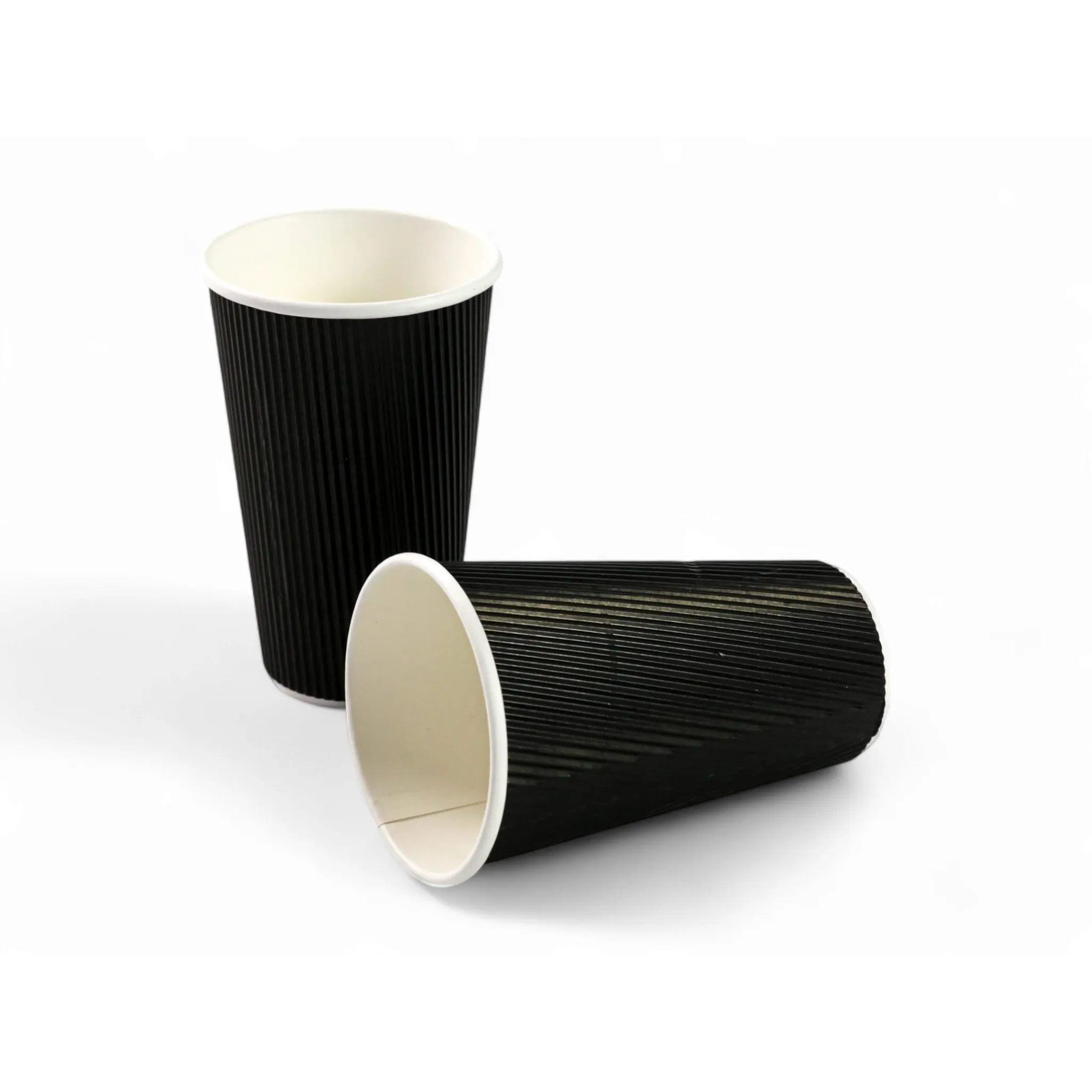 500ml Ripple Coffee Cups Matte Black 5pack