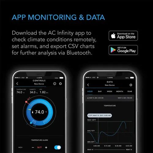 AC Infinity Cloudcom A2 Mini Smart Thermo-Hygrometer; Integrated Sensor (AC-CCA2)