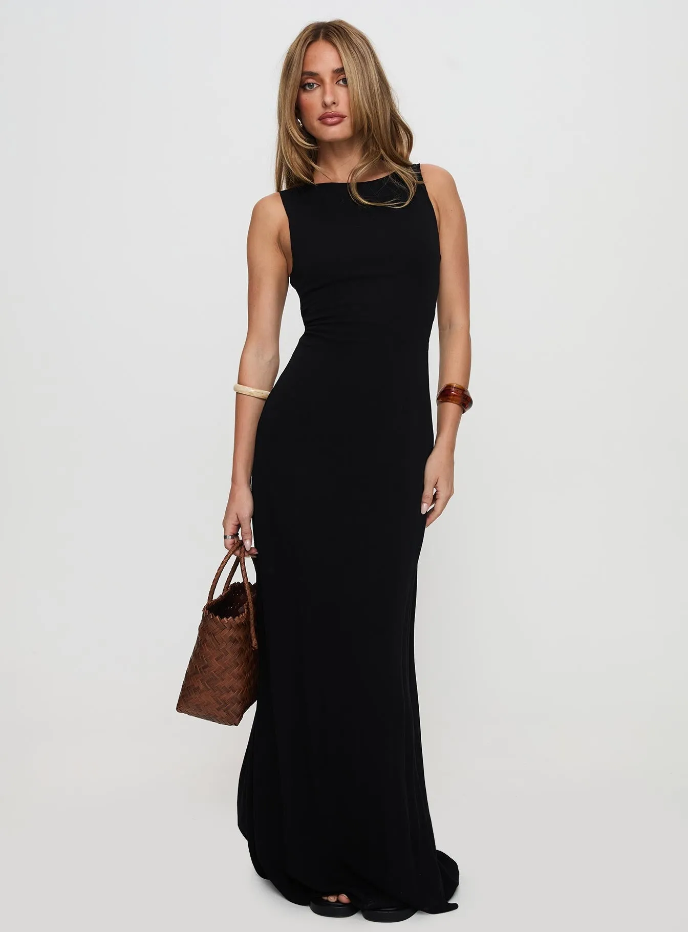 Ace Of Hearts Backless Maxi Dress Black