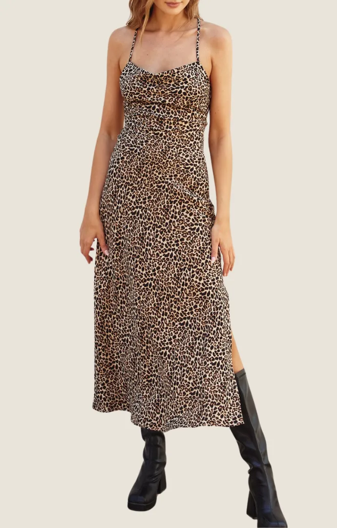 Aida Natural Printed Midi Dress