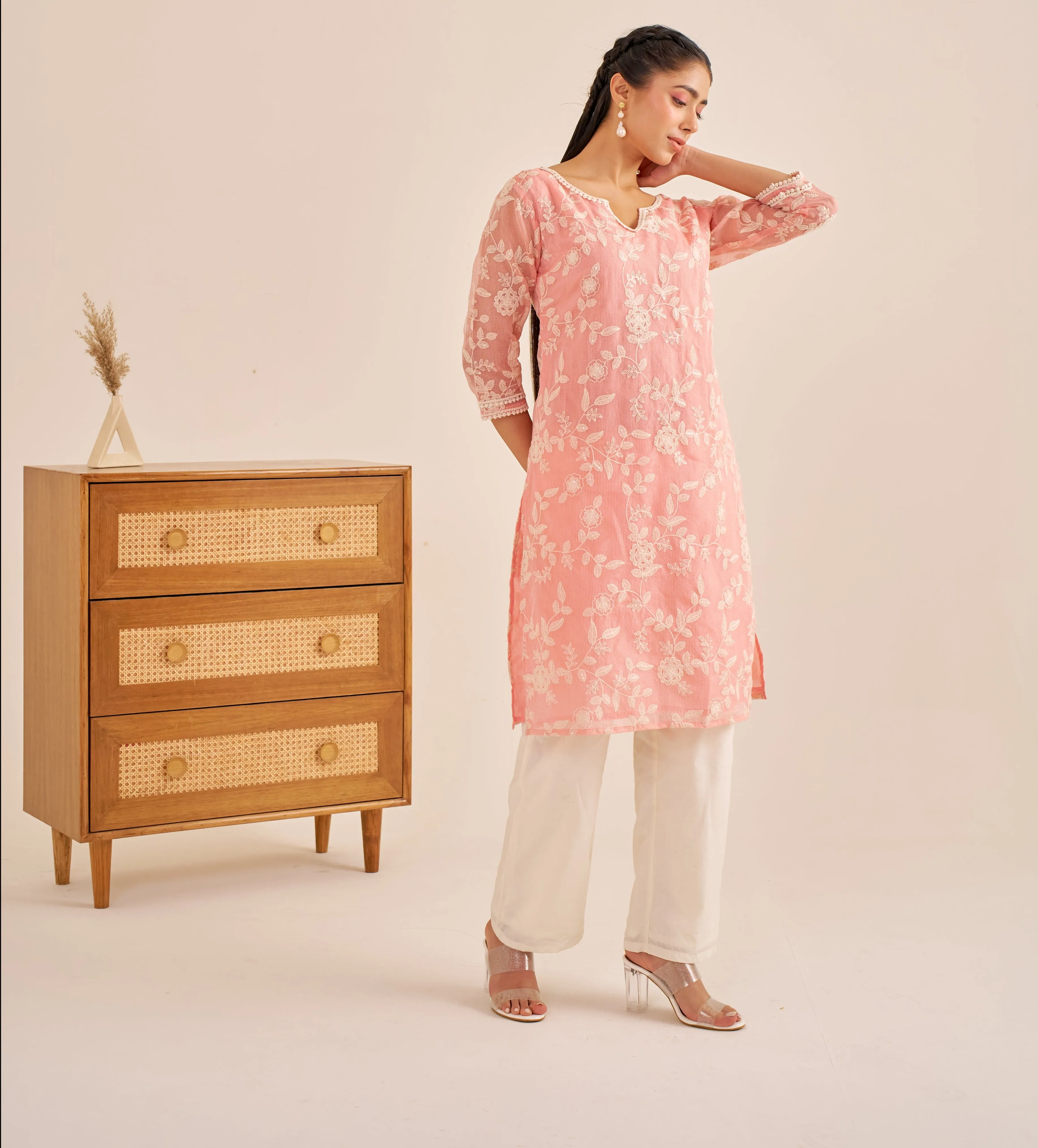 Alaya Meher Soft Pink Classic Kurta Set