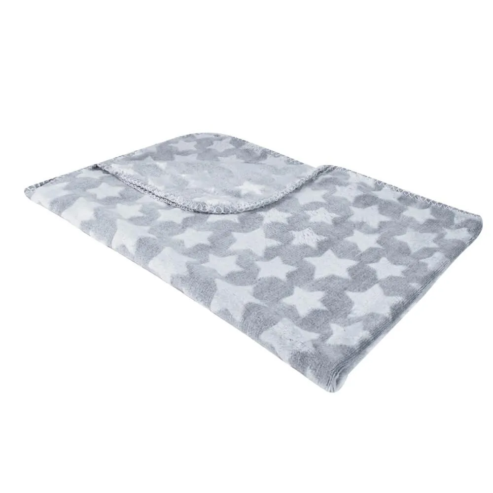 AllPetSolutions Star Print Fleece Cat & Dog Blanket, Grey