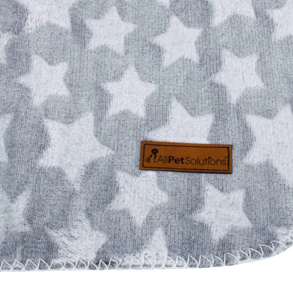 AllPetSolutions Star Print Fleece Cat & Dog Blanket, Grey