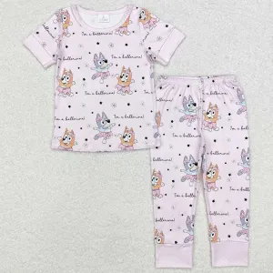 Baby Girls Pajamas Pink Cartoon Dogs Top Pants Pajamas Sets GSPO1697