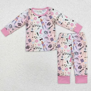 Baby Girls Pajamas Pink Long Sleeve Bamboo Pajamas Clothes Sets GLP1844