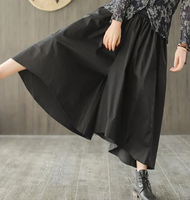 Black  Women Cotton Harem Pants Wide Leg Pants SJ981106