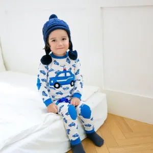 Blue Car Long Sleeve Pajamas