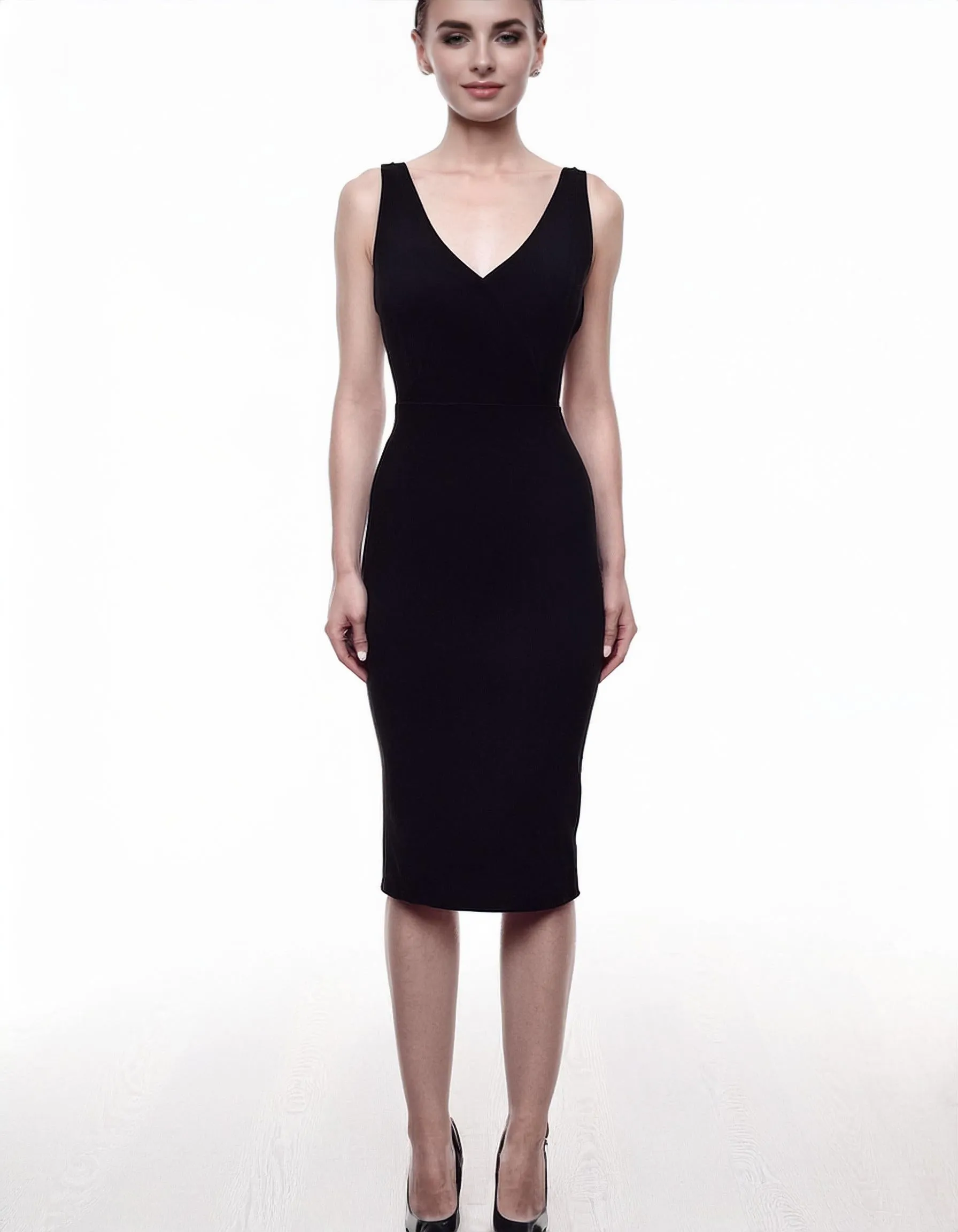 Classic Black Midi Bodycon Dress