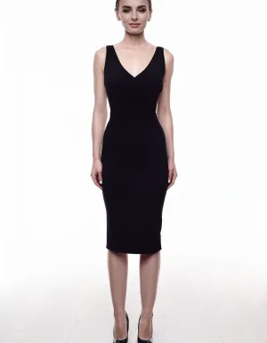 Classic Black Midi Bodycon Dress