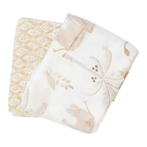 Crane Baby 2-Piece Swaddle Wraps Set - Safari