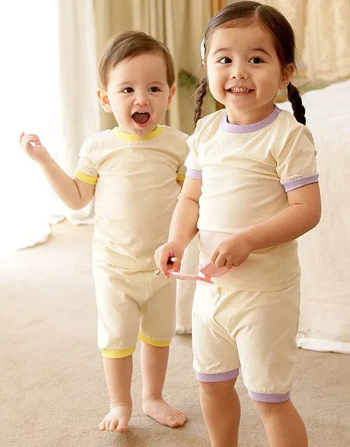 Cream Yellow Macaron Short Sleeve Pajamas