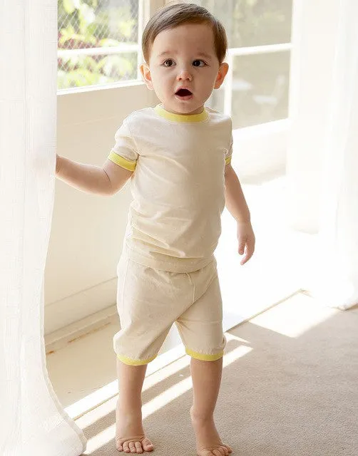 Cream Yellow Macaron Short Sleeve Pajamas