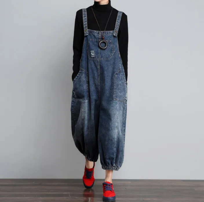 Denim Loose Casual Spring Denim Overall Women Jumpsuits Dress