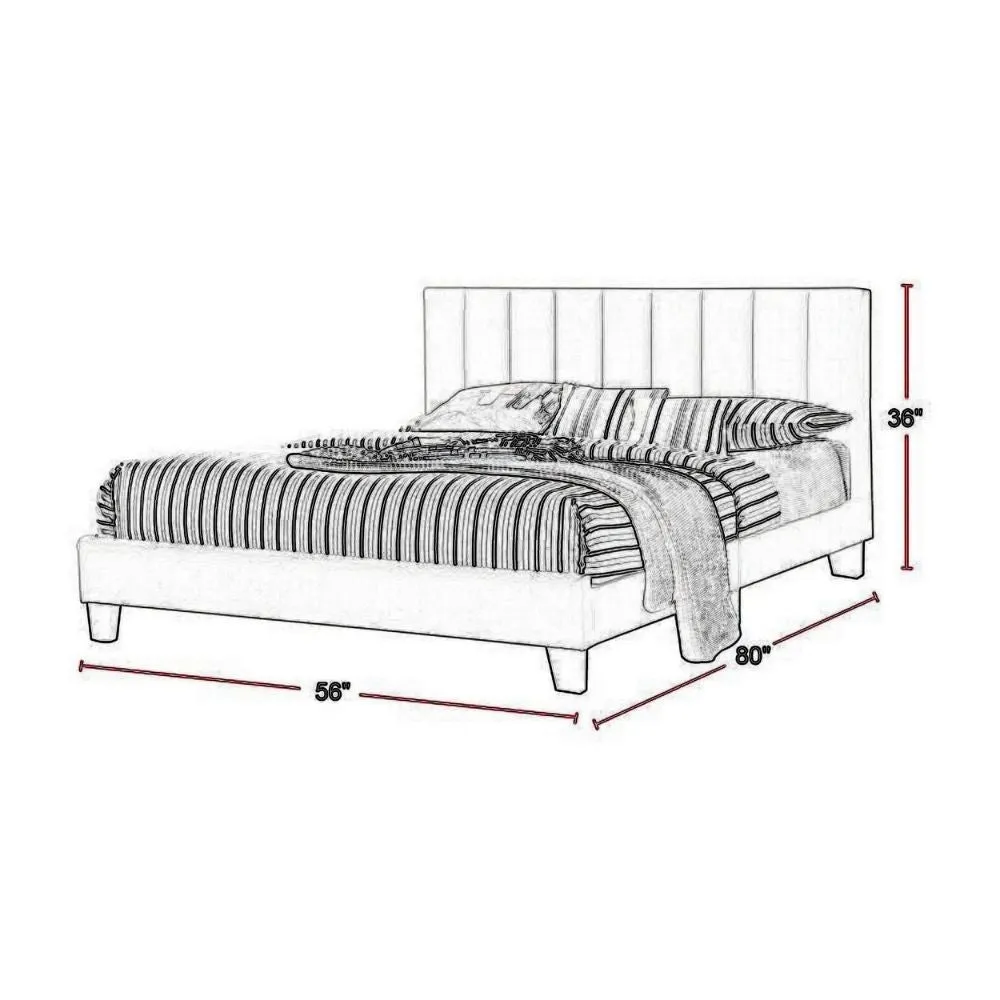 Eve Full Size Bed, Channel Tufting, Light Gray Upholstery By Casagear Home