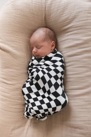 Forever French Bamboo Swaddle - B&W Wavy Checkerboard