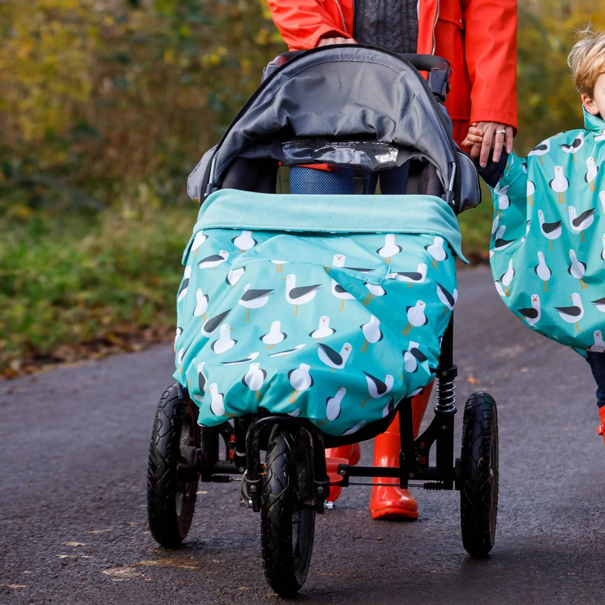 GO multi-use footmuff - TEAL SEAGULLS