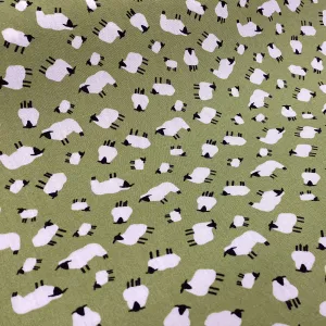 Green sheep Poplin Print