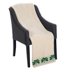 Irish Shamrock Aran Throw with Diamond Stitching