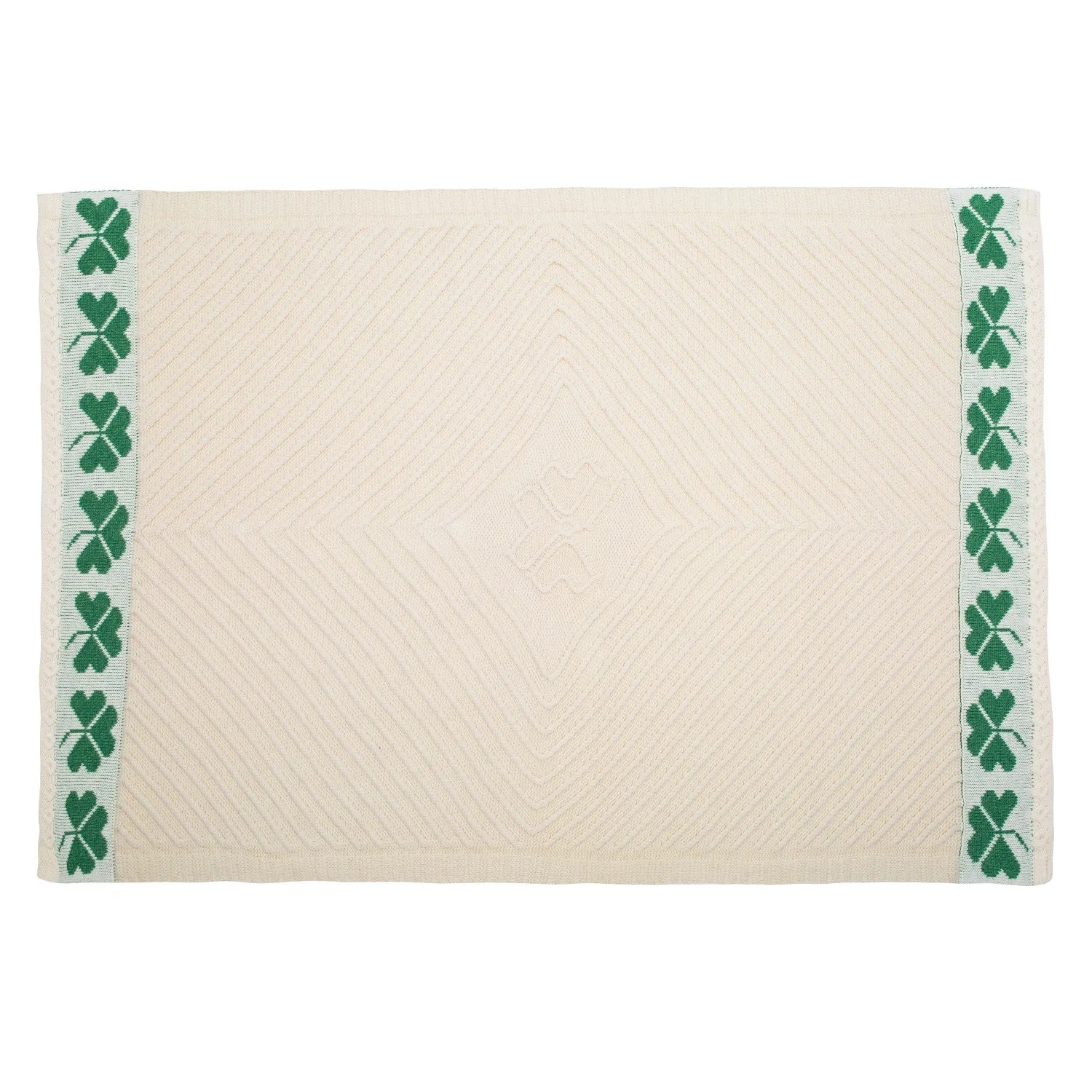 Irish Shamrock Aran Throw with Diamond Stitching