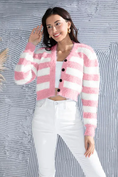 Kamila Striped Button Up Cropped Cardigan | 5 Colors