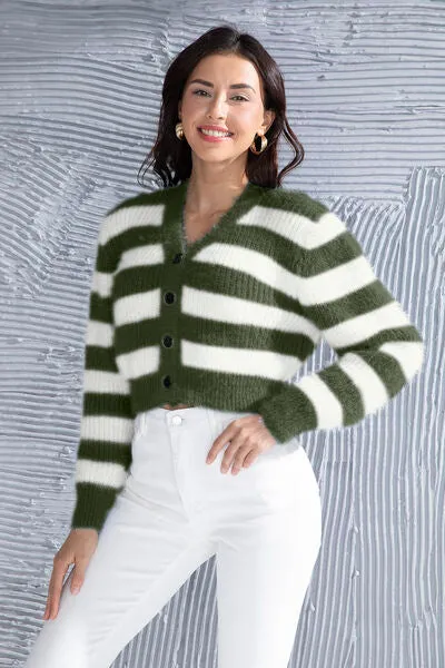 Kamila Striped Button Up Cropped Cardigan | 5 Colors