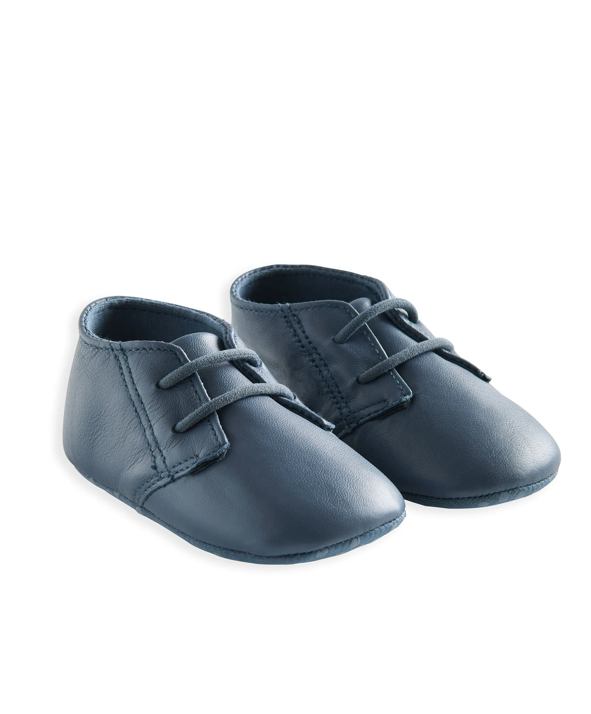 Leather Pram Shoes - Blue