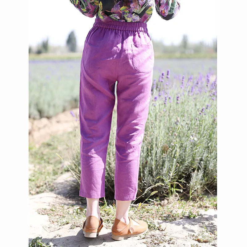 Linen Summer Autumn Women Casual Pants with Pockets SMM97222