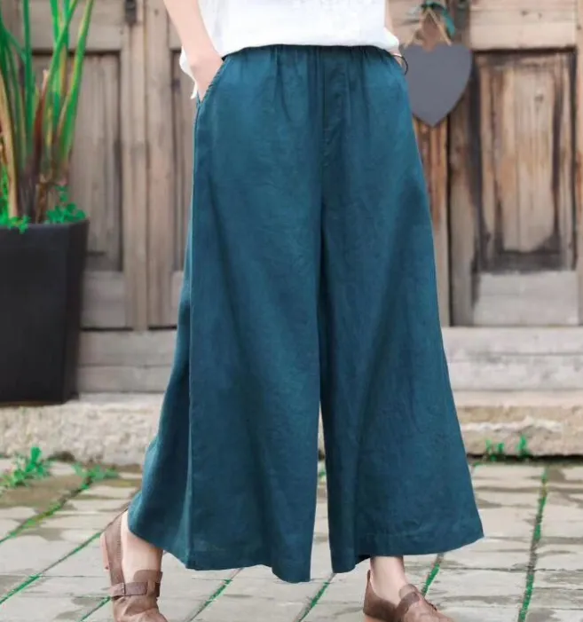 Linen Wide Leg Women Casual Pants SJ97235