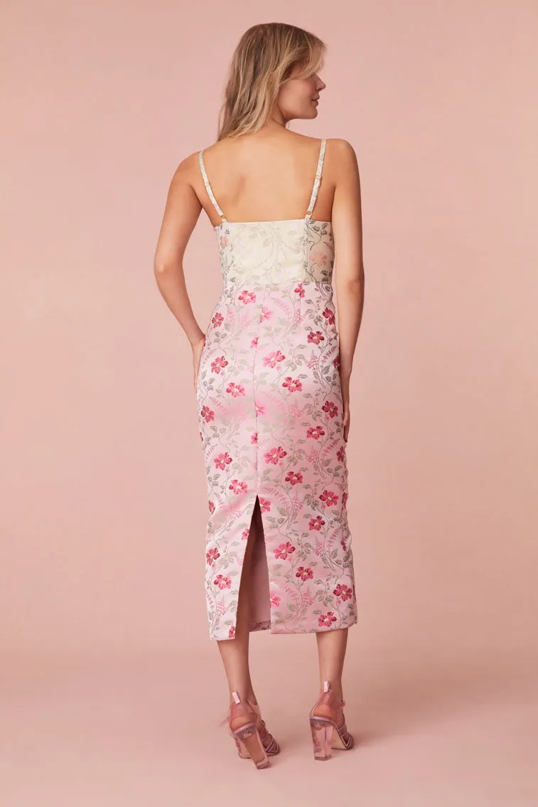 Massey Floral Jacquard Midi Dress