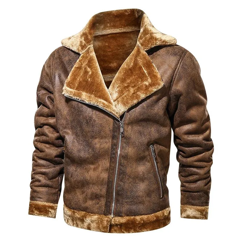 Men's Fur Integrated Warm Thick Fur Jacket 99578047YM