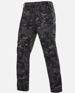 Men's Soft Shell  Heated Pants with 12V Battery Pack Fleece Lined - Black Camo