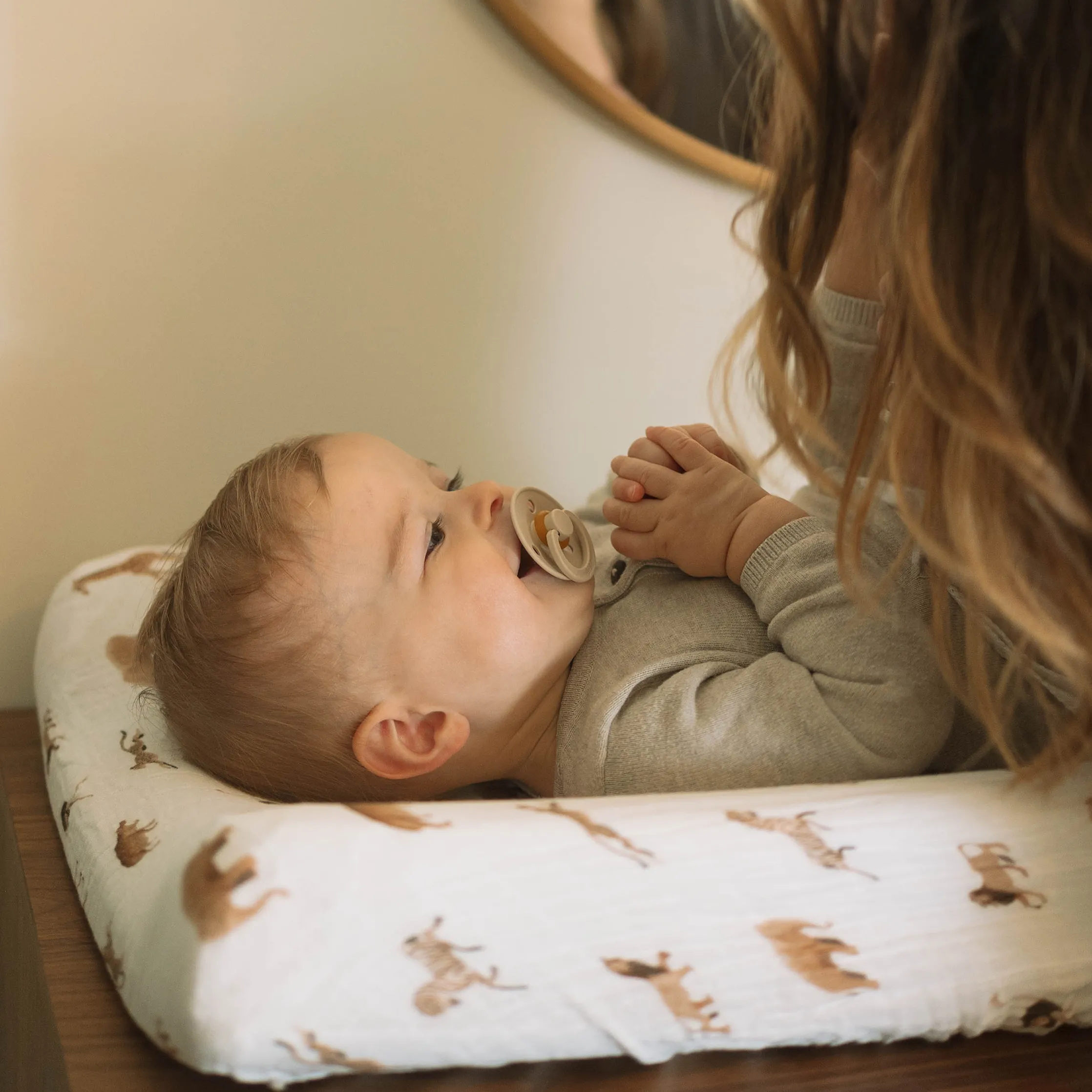 Organic Cotton Muslin Changing Pad Cover - Animal Crackers