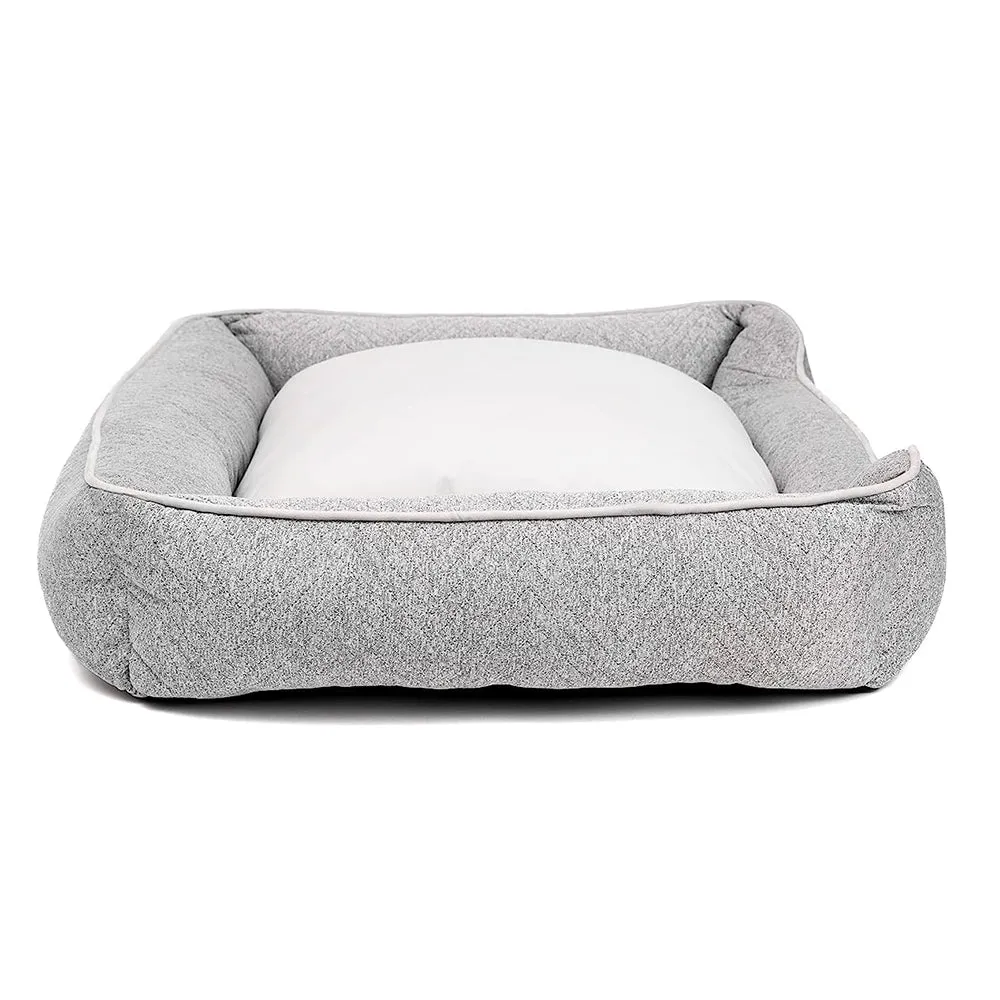 Pawpourri Ultra Soft Bolster Chevron Cuddler Bed for Dogs and Cats (Grey)