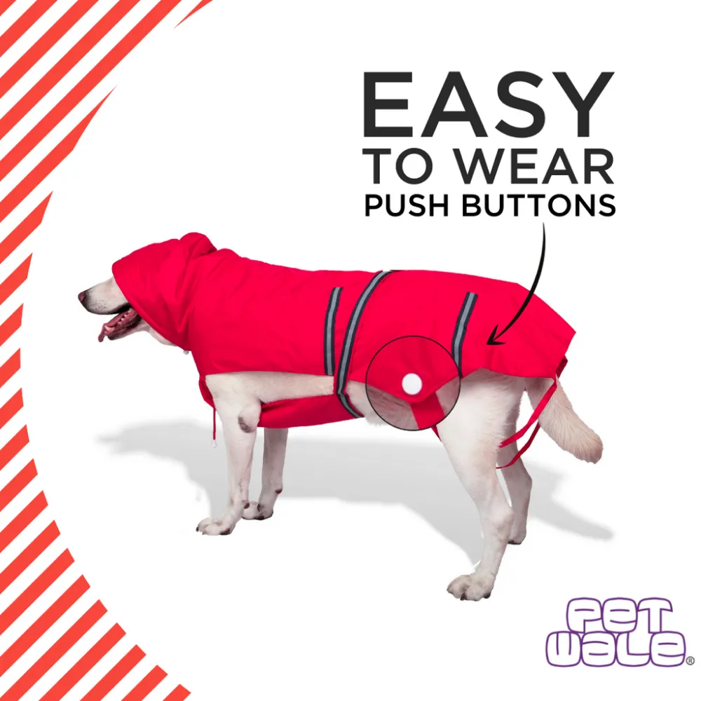 PetWale Reflective Raincoat for Dogs (Red)