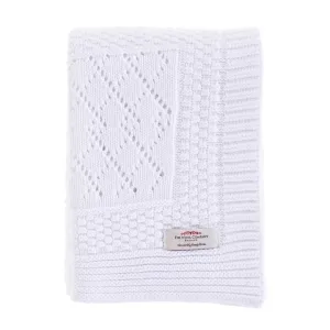 Pure Cotton Patterned Knitted Baby Blanket White