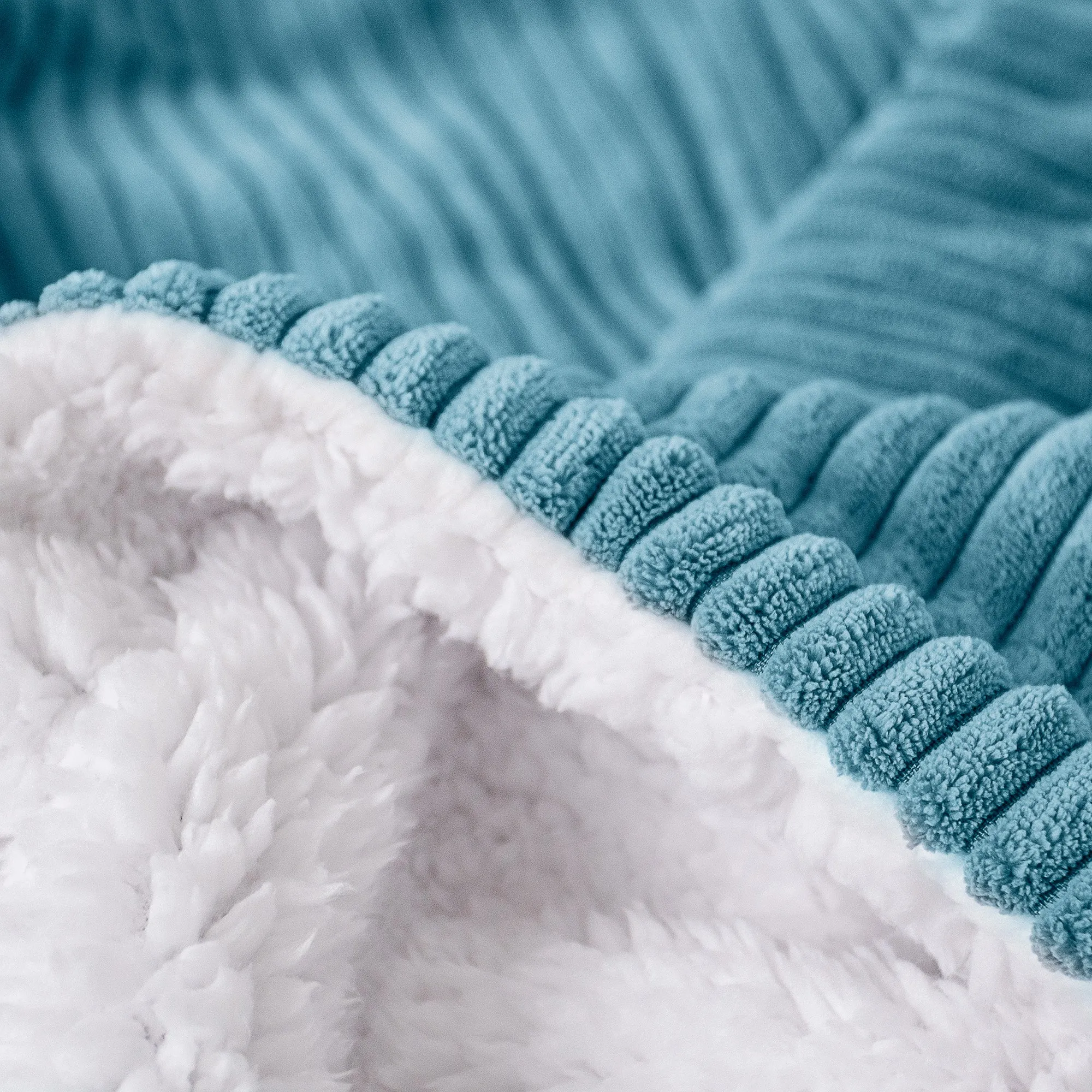 Sherpa Throw / Blanket - Cord Aegean Blue