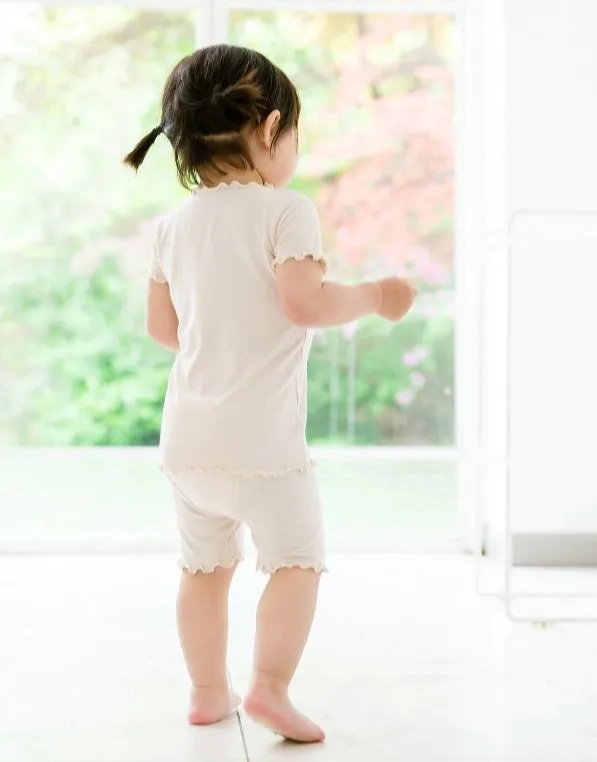 Shirring Ivory Short Sleeve Pajamas