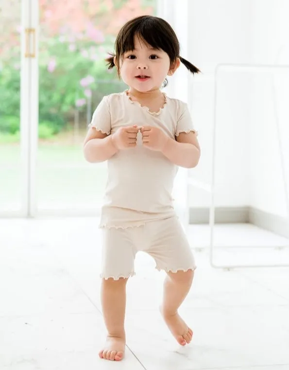 Shirring Ivory Short Sleeve Pajamas