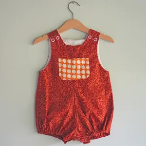 Spice Red Cotton Romper, 3 sizes