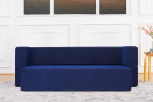 Uberlyfe New Age Folding Sofa Bed, Dotted Blue | 3 Seater