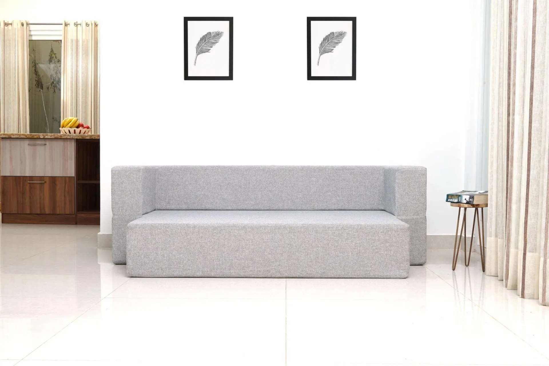 Uberlyfe New Age Folding Sofa Bed, Silver | 3 Seater