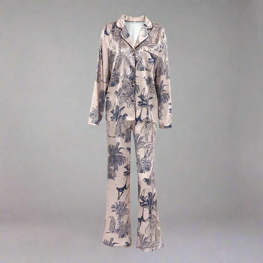 Women's Satin Two Piece Pajamas Set