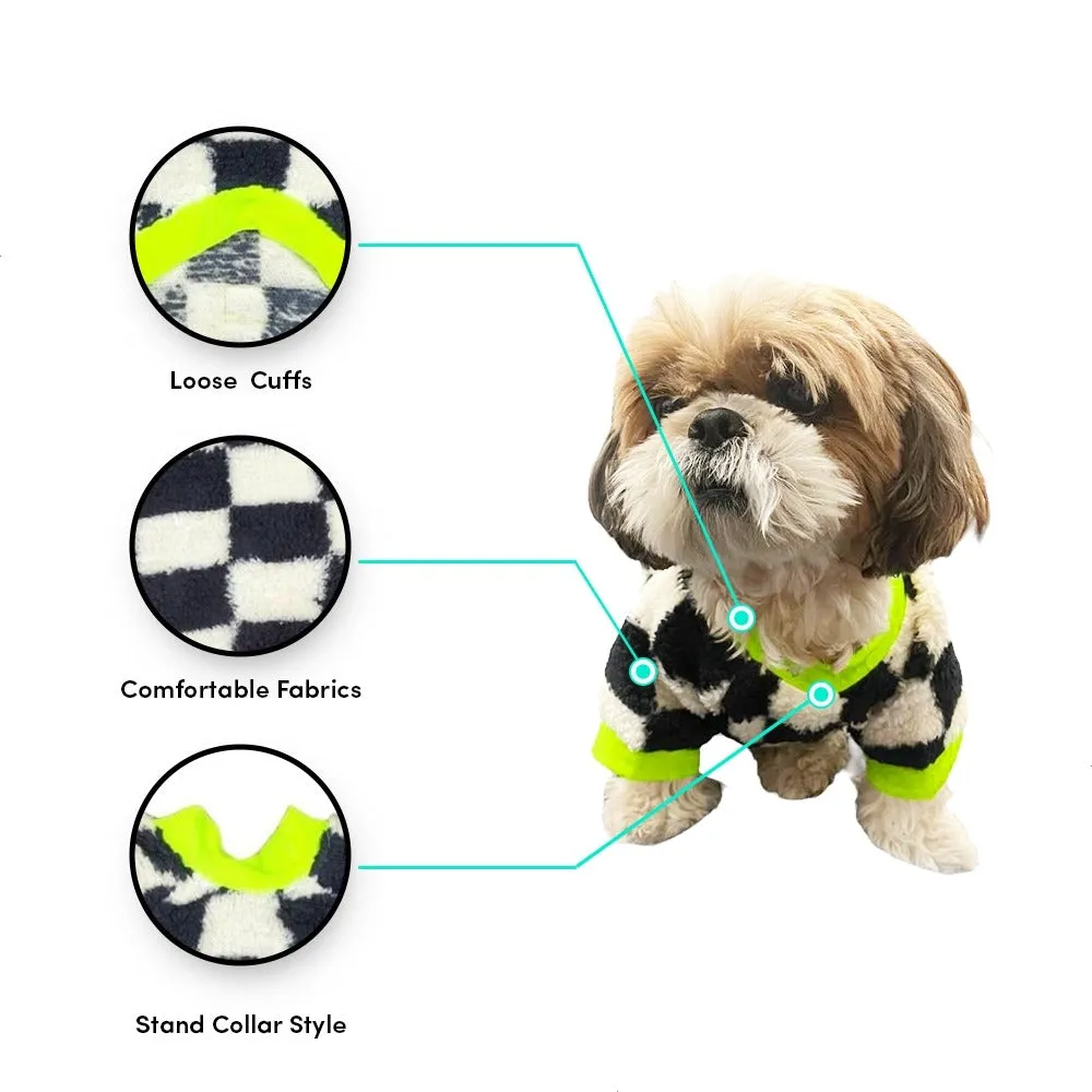 Woofiezz Soft & Cosy Checked Winter Sweater for Dogs and Cats (Green)