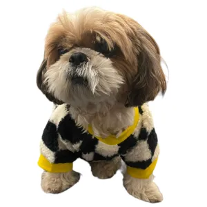 Woofiezz Soft & Cosy Checked Winter Sweater for Dogs and Cats (Yellow)