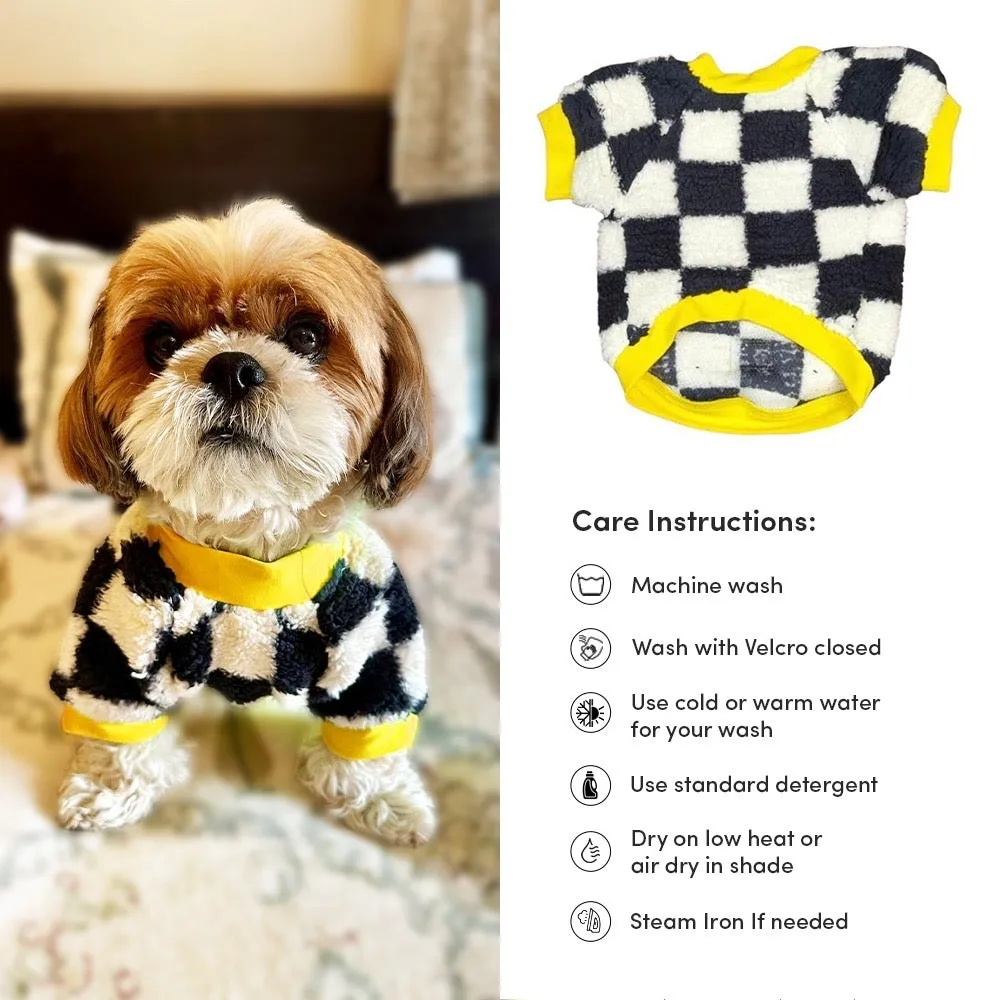 Woofiezz Soft & Cosy Checked Winter Sweater for Dogs and Cats (Yellow)