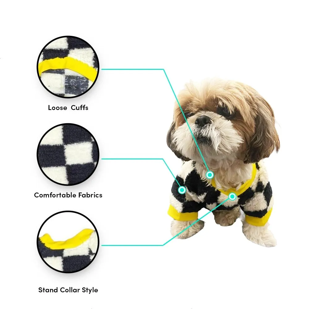 Woofiezz Soft & Cosy Checked Winter Sweater for Dogs and Cats (Yellow)